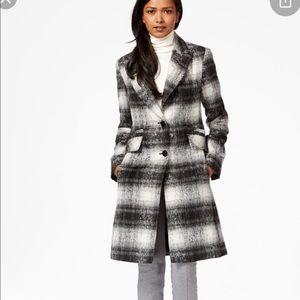 Laundry By Shelli Segal Plaid Faux Fur Coat NWT